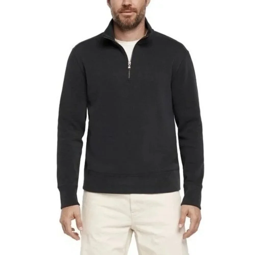 Banana Republic Men's L 1/4 Zip Pullover Sweater Black Cotton Blend i1703
